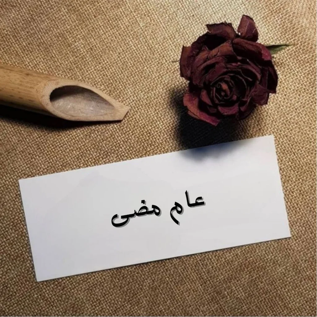 صورة الغلاف لقصيدة "عام مضى" لروضة الحاج، تعكس الحنين والانتظار وتقلبات الزمن، مع أجواء شاعرية تعبّر عن الشوق والرحيل