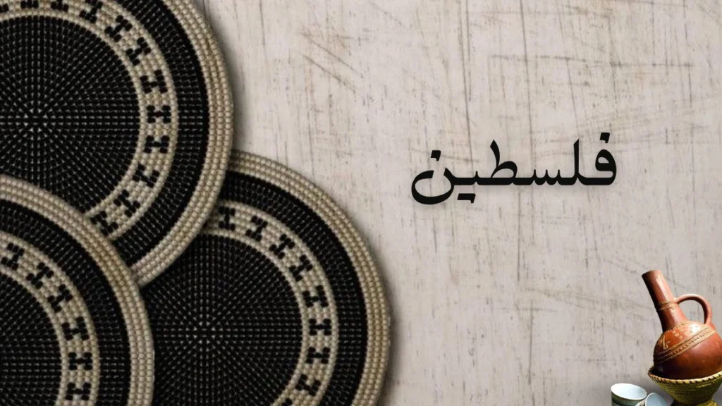 صورة غلاف قصيدة "فلسطين" لعائشة عوض الجيد تعكس الألم والمعاناة في فلسطين وسط الدمار والدماء.