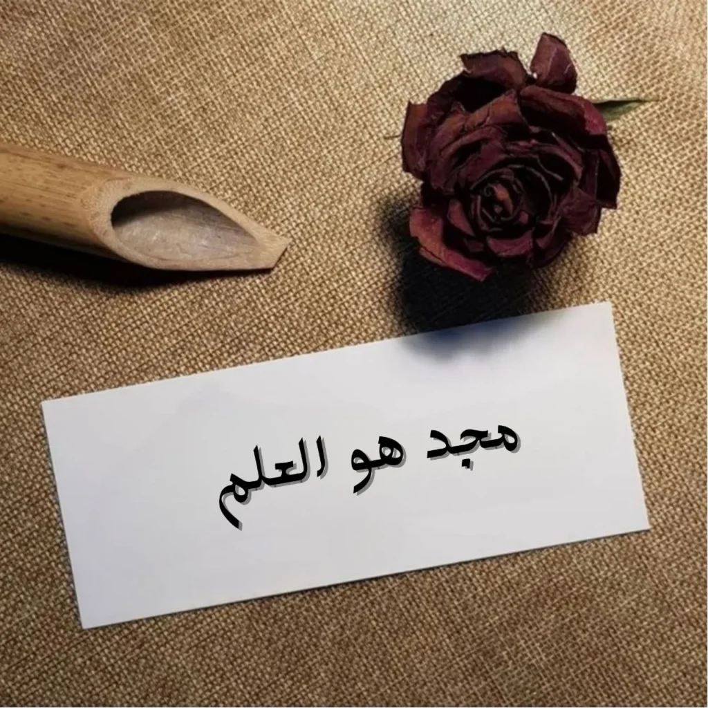 غلاف قصيدة مجد هو العلم بخط عربي فصيح أنيق مع خلفية تعبر عن نور العلم والكتب