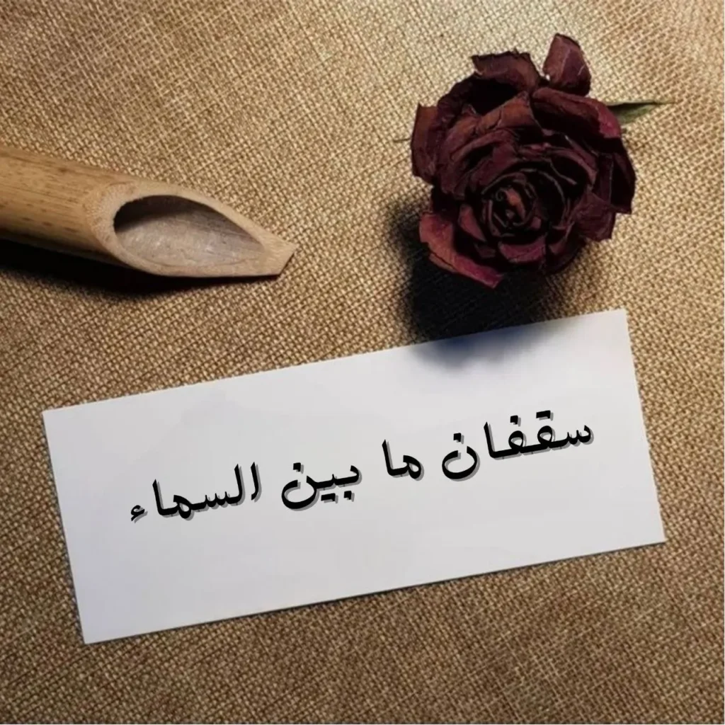 غلاف قصيدة سقفان ما بين السماء بخط عربي فصيح أنيق مع خلفية تعبر عن السماء والقيود والذكريات