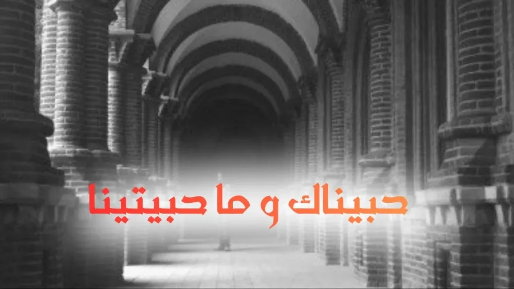 غلاف قصيدة حبيناك وما حبيتنا بتصميم كاريكاتيري مرح يجسد عاشقاً حائراً يلاحق محبوبه وسط قلوب متناثرة وفقاعات حوار، مع ألوان زاهية وخط عربي بارز يعكس الطابع الحلمنتيشي الرومانسي الساخر