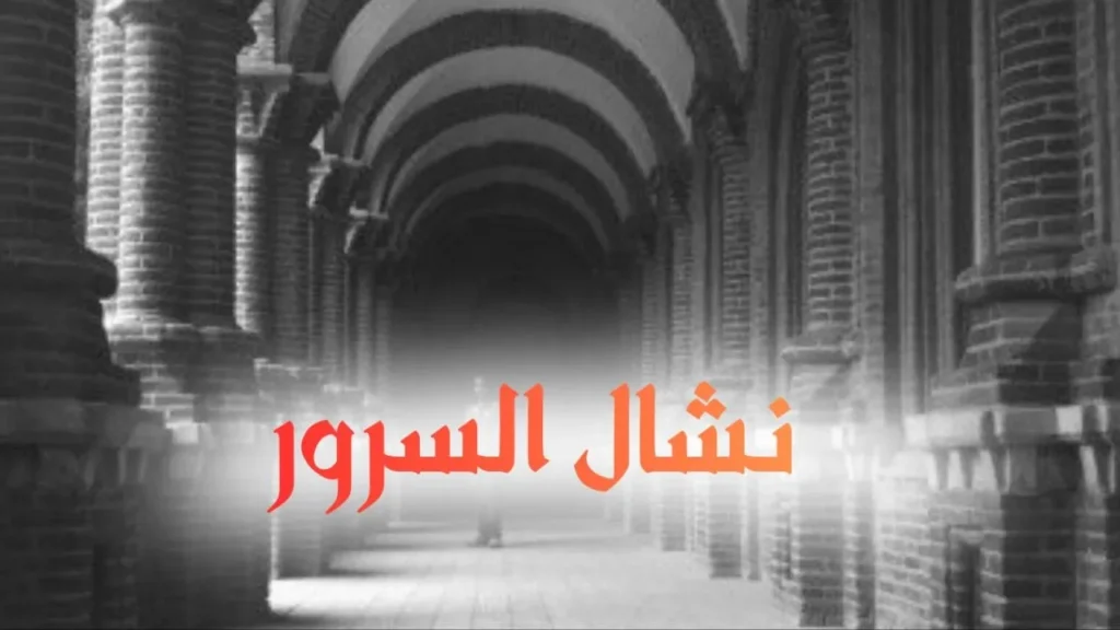 غلاف قصيدة "نشال السرور" بتصميم كاريكاتيري ساخر يعكس الطابع السوداني الحلمنتيشي، مع ألوان زاهية وخط عربي بارز، يجسد شاباً يتقلب بين الفرح والحزن بأسلوب كوميدي ساخر يعبر عن النص الشعري.